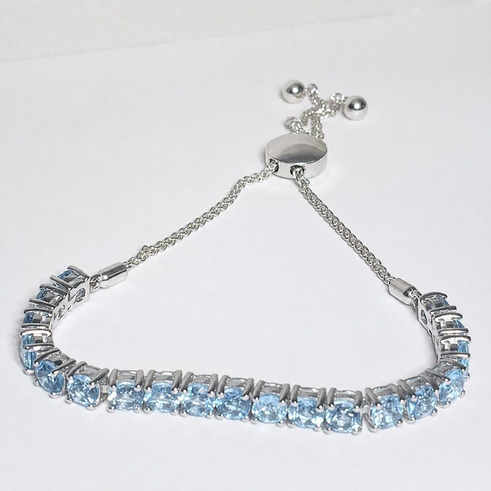 Gemstone Bolo Bracelet 5ct 4mm Round Sterling Silver Adjustable